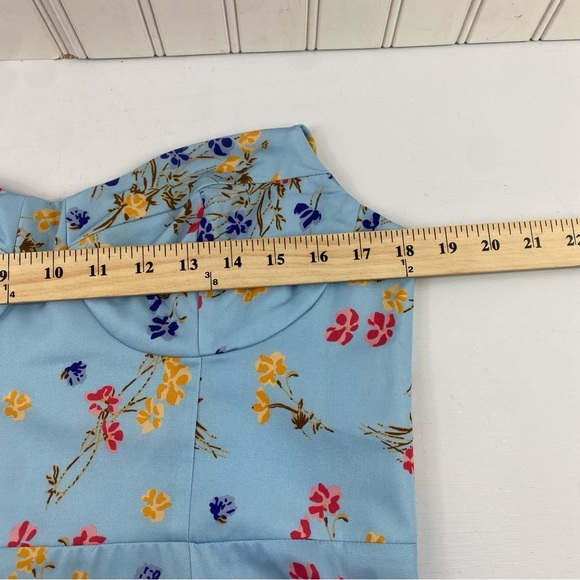 Cider‎ Spaghetti Strap Blue Floral Pattern High Slit Midi Dress Sz XL - Picture 8 of 13